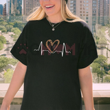 Parke Horizon Tee – Unisex Leopard Heart ECG Graphic T-Shirt