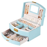 2-Layer Lockable Leather Jewelry Box