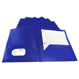 School Smart Heavyweight Two-Pocket Poly Folder, Blue, Pack Of 25