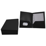 School Smart Heavyweight Two-Pocket Poly Folder, Black, Pack Of 25