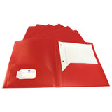 School Smart Heavyweight Two-Pocket Poly Folder, Red, Pack Of 25