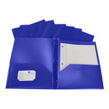 School Smart Heavyweight Two-Pocket Poly Folder With Fasteners, Blue, Pack Of 25