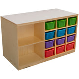 Childcraft Mobile Double-Sided Storage Unit, 12 Translucent Color Trays, 47-3/4 X 23-3/4 X 30 Inches