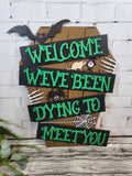 Halloween Welcome Coffin Door Hanger DIY Unfinished Kit