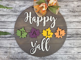 Happy Fall Y'all Leaves Door Hanger - Finished