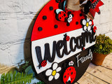 Welcome Friends Ladybug Door Hanger - Finished