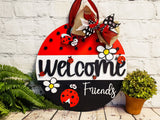 Welcome Friends Ladybug Door Hanger - Finished
