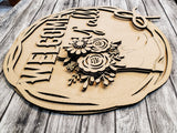 Welcome Yall Cowboy Boots with Flowers Door Hanger DIY Unfinished Kit
