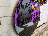 Happy Halloween Haunted Mansion Door Hanger - Finished