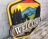 Finished - Hunting Deer Mountain Door Hanger Sign