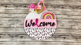 Breast Cancer Awareness Ribbons and Rainbow Door Hanger