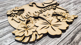 3D Welcome Tropical Palms and Flamingo Door Hanger DIY Unfinished Kit
