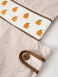 Fall Halloween & Thanksgiving Pumpkin Smock Embroidered Boys Romper