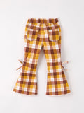 Fall Thanksgiving Brown Plaid Bow Trousers