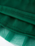 Christmas Candy Cane Sequin Applique Green Tulle Skirt
