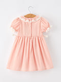 Western Horse Embroidery Girls Dress Lace Petals Collar Puff Sleeve