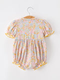 Yellow Bow Smocked Floral Baby Bubble