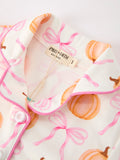 Halloween Thanksgiving Pumpkin Bow Fur Pajama Set