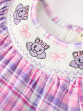 Halloween Plaid Bat Smocked Girls Romper