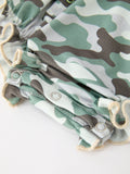 Fall Camo Bow Girls Ruffle Bubble Romper