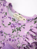 Fall Lavender Floral Print Girls Long Sleeve Romper