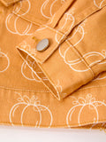 Fall Girls Pumpkin Print Bow Denim Jacket
