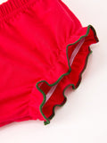 Christmas Girls Plaid Smocked Ruffle Collar Bloomer Set