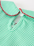 Christmas Girls Green Plaid Smocked Bow Bubble Romper