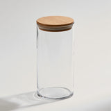 Med Glass Jar With Wood Cover 8.125 X 4 D