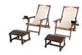 Romantic Collection Canvas Sling Chair With Cup And Wine Holder And Ottoman (Set Of 4)