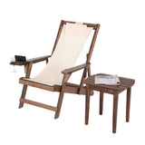 Romantic Collection Canvas Sling Chair With Cup And Wine Holder And End Table