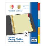 BAZIC Canary Paper Dividers w/ 5Insertable Color Tabs / Box Qty 24
