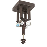 6 Square Mahogany Bronze 4 Light Flushmount Hardware