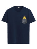 ADRO Tshirt for Men | Anime T Shirt for Men | 100% Cotton Tshirt | Graphic Printed T-Shirt | Chest Printed Tshirt | Minion Anime Tshirt | T-Shirts| RN24-STICK-PCMIN-NB-XL Navy Blue,Navy Blue