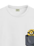 ADRO Tshirt for Men | Anime T Shirt for Men | 100% Cotton Tshirt | Graphic Printed T-Shirt | Chest Printed Tshirt | Minion Anime Tshirt | T-Shirts| RN24-STICK-PCMIN-WH-S White,White