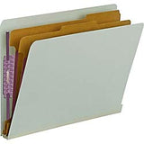 Smead 26810 Pressboard End Tab Classification Folder Letter 6Section Gray/Green 10/Box