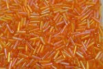 Czech Bugle Beads 40 gr / 1.4 oz Glass Tube Size #3 7mm (Orange Iridescent)