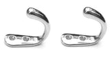 Two Marine Grade Stainless Steel Single Wardrobe Hooks