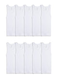 Fruit of the Loom Boys Cotton Tank Top Undershirt (Multipack), Boys 10 Pack White, XLarge