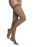 SIGVARIS Men?s & Women?s Essential Cotton 230 Open Toe ThighHighs w/Grip Top 3040mmHg