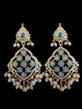 DJET91 Mehru Jadau chandbali earrings tika in turquoise/feroza pearls ( READY TO SHIP )