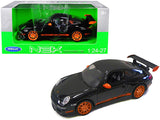 Porsche 911 (997) GT3 RS Black with Orange Accents 1/241/27 Diecast Model Car by Welly