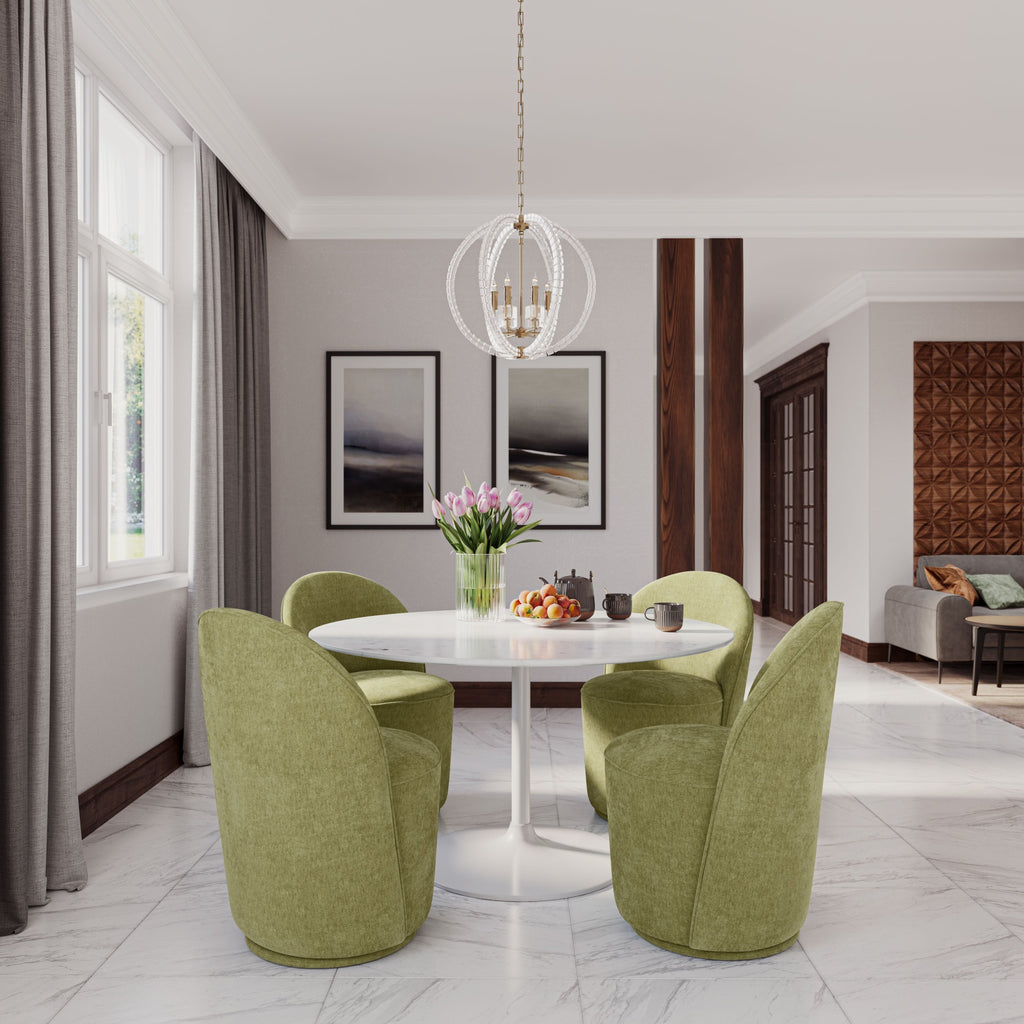 Rowan 54 Modern Luxury Pedestal Round Marble Dining Table