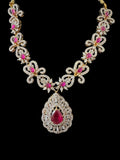 DNS203 high quality necklace set with zircon and ruby cz stone ( READY TO SHIP )