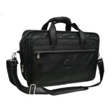 Black Leather Practical Expandable Computer Case - Black
