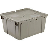 Global Industrial™ Plastic Attached Lid Shipping & Storage Tote 23-3/4X19-1/4X12-1/2 Gray