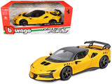 Ferrari SF90 XX Stradale Yellow with Black Top Race and Play Series 1/24 Diecast Model Car by Bburago