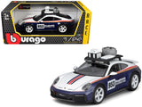 Porsche 911 Dakar #953 Roughroads Porsche Blue and White with Stripes and Roof Rack Race Series 1/24 Diecast Model Car by Bb