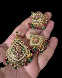 PS546 Ayeza jadau ruby emerald pendant set ( READY TO SHIP )
