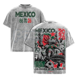 Mexico 86 70 26 Football T-Shirt – United World Tour 2026 Soccer Graphic Tee, Vintage Washed Retro Lightweight Cotton Tournament Top